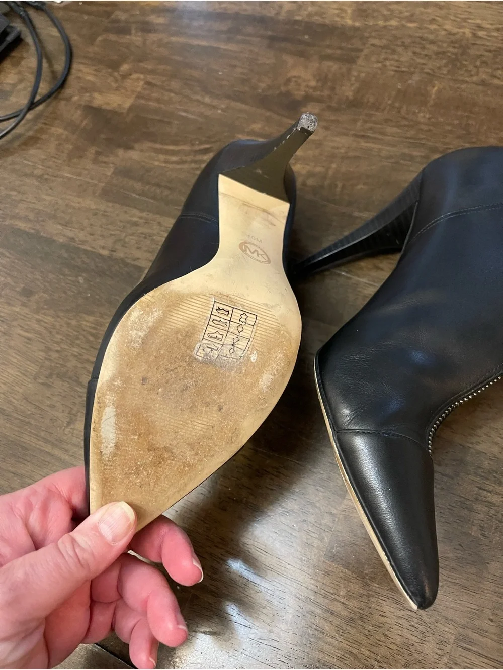 Michael Kors Black Leather Pointed Toe Zip Ankle Booties